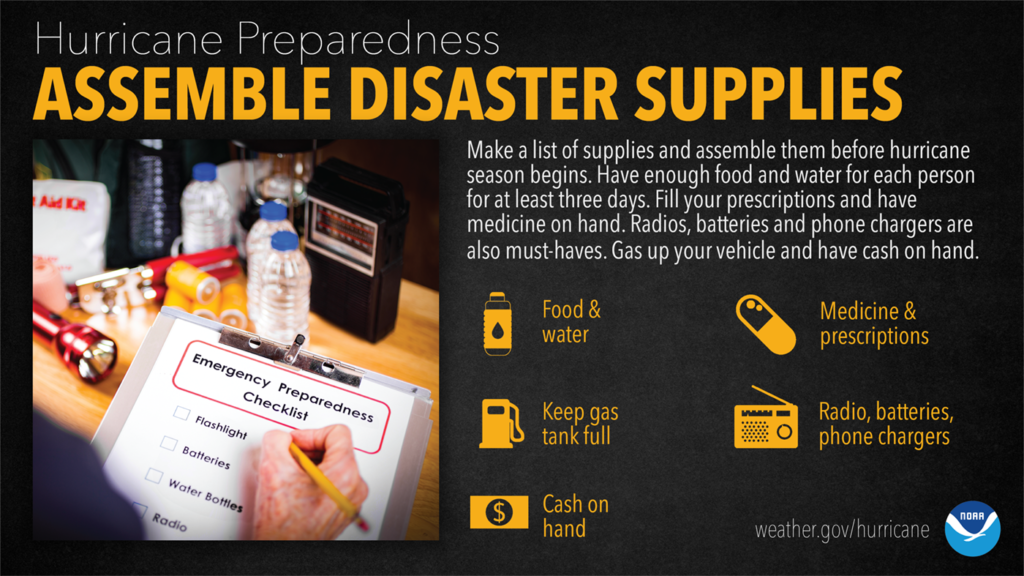 Hurricane Preparedness: Assemble disaster supplies