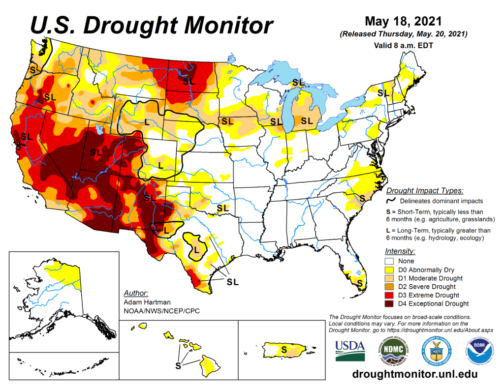 U.S. Drought Monitor Graph for May 18, 2021