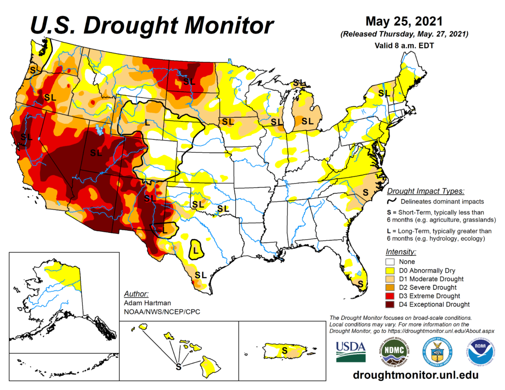 U.S. Drought Monitor Graph for May 25, 2021